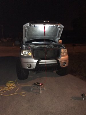 Working late changing out alternator