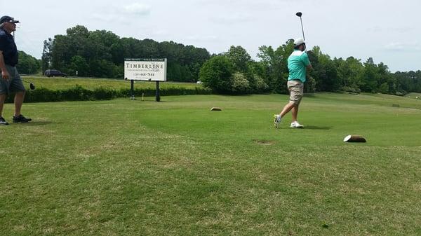 Teeing off on #18 with I-65 in the background.