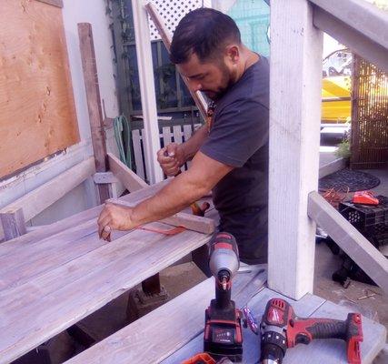 John with Priority Landscaping helping me make a small deck for a small space 2020