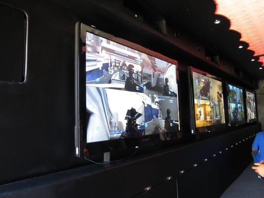 Six 55" screens for up to 24 players at once.