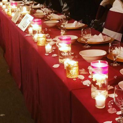 Wedding reception head table decor