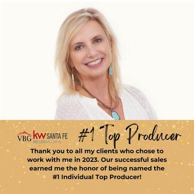 I am honored to share this incredible news! I've been recognized as the #1 Individual Top Producer at Keller Williams Santa Fe.