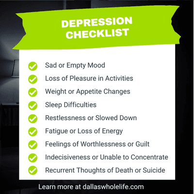 Going through life depressed, is like going through life with a chronic case of the flu. Take the first step and look at our checklist.