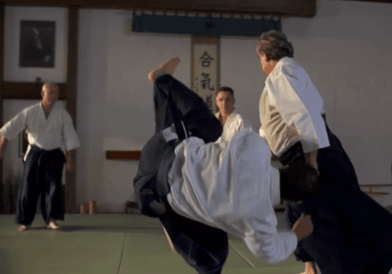 Aikido Centers Chief Instructor Sensei Greg O'Connor handling a multiple attack for a upcoming film documentary.