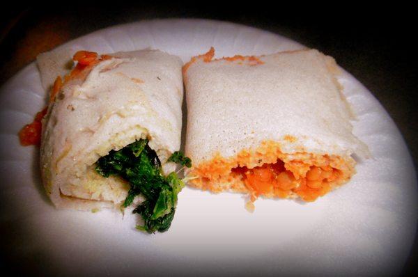 Two Ethiopian injera rolls for a buck