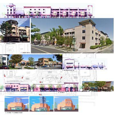 Shopping center and garage schematic design.