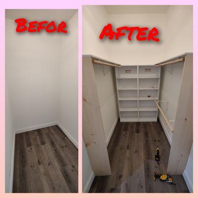 Closet shelves installation