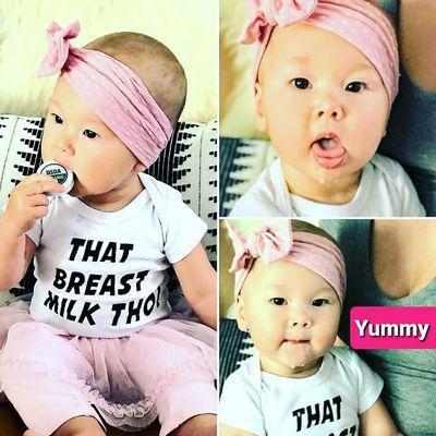 Our baby model Lana rocking her "That Breast Milk Tho" BWA romper with pride!