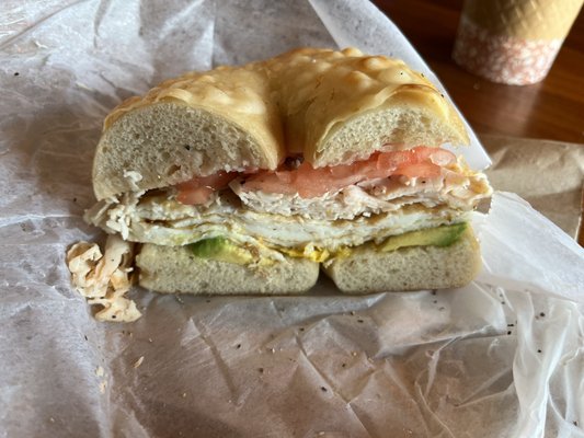 Early Bird on Asiago Cheese Bagel.