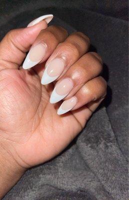 Short Stiletto French Manicured nails after 5 days