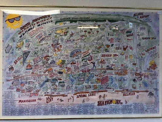 80's Jersey Shore Tourist Map