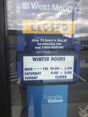 Winter hours!