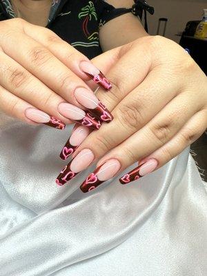 Acrylic Sculptured Full Set w/ French chrome design