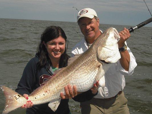 Late September, October and early November the Red Drum are all at least this big.