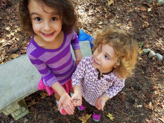 While exploring outside, we found worms!  Spending time outside in nature is very important to us, we spend as much time as we can outside!