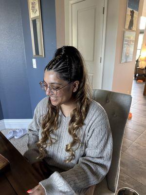 Braids in ponytail with extensions