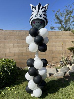 Safari zebra balloon tower