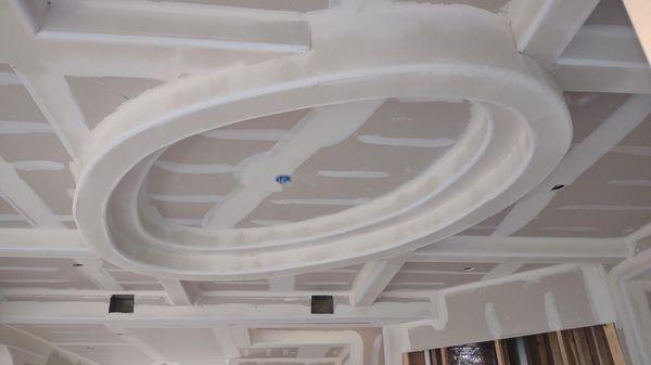 Box ceiling with drywall, tape, float.