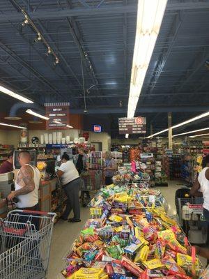 Inside Park Street Market, Park Street Pharmacy is on the left under the neon sign.