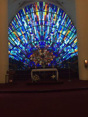 Stained Glass window above the Alter