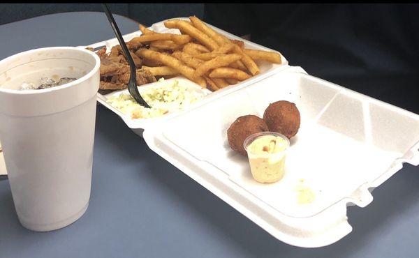 Fried soft shell crab & shrimp with hushpuppies, fried & coleslaw