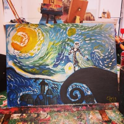 Deviant art version of A Starry Night with A Nightmare before Christmas