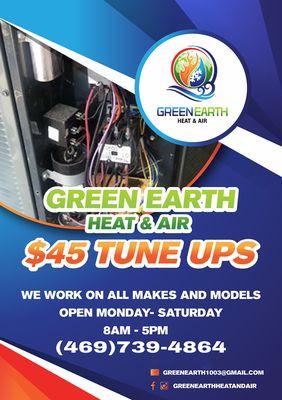 Give us a call today for your tune up! Only $45 for a limited time only.