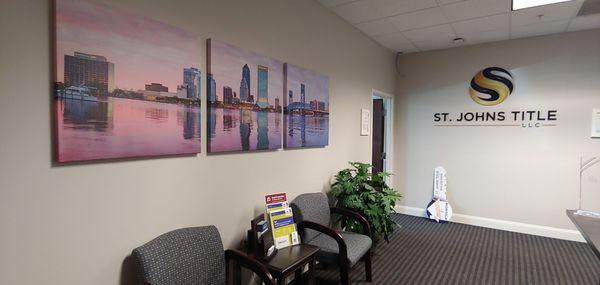 Waiting area. Love the Jax pictures!