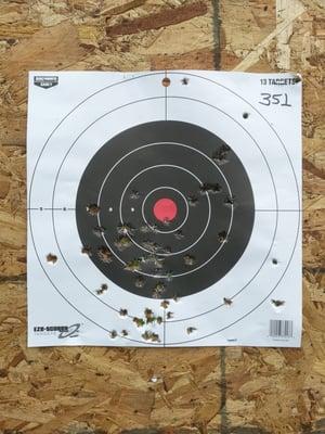 My 9mm target.  I've done better, but I'm confident that I can get the job done!