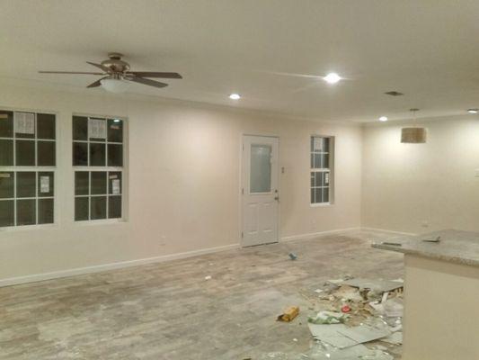 Renovation on room , livingroom,  drywall , texture,  flooring,  door, paint