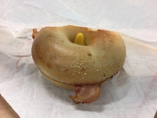 Bacon, egg, and cheese on a plain bagel