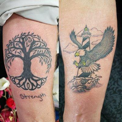 Tree of life and traditional eagle and lighthouse by Vincent