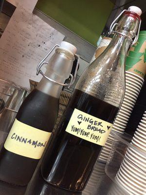 We feature different housemade flavored syrups for our coffee and tea - with the season and our own creativity!