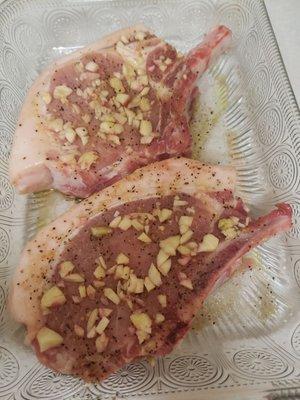 Bone In Pork Chops Ready For The Grill. They were OUTSTANDING!!!