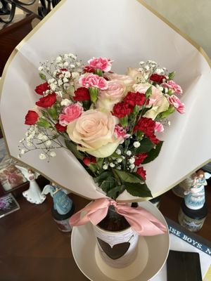 Pink strawberry flower bouquet