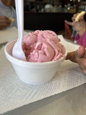 Strawberry icecream and sugar cookies