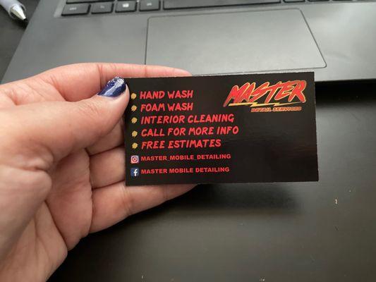 Business card with some details of what he does.