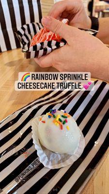 So creamy and not too sweet - the rainbow sprinkle cheesecake truffle