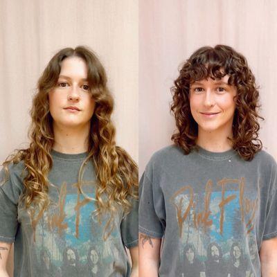 Curly before/after