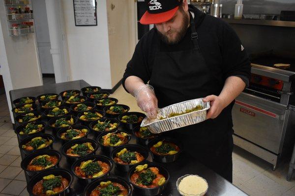 Chef Sean plating Chicken alla Coco