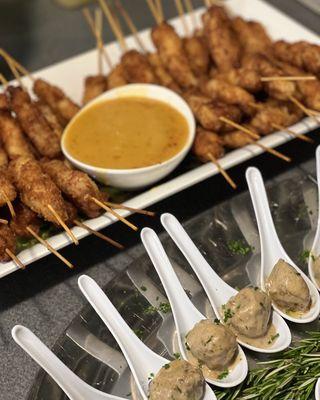 Pacific Northwest Catering Appetizers Coconut Prawns, Swedish Meatballs