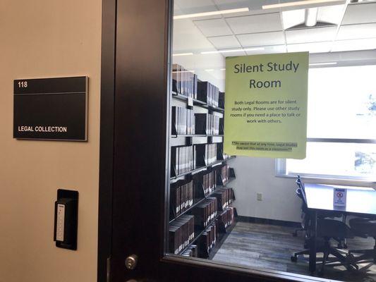 Silent study room in the legal collection room