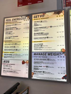 Here's part of the menu. Nothing of what I was expecting! I was counting on a glorified Tropical Smoothie Cafe! It wasn't!