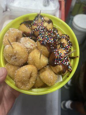 Bucket of mini donuts...chocolate and cinnamon sugar