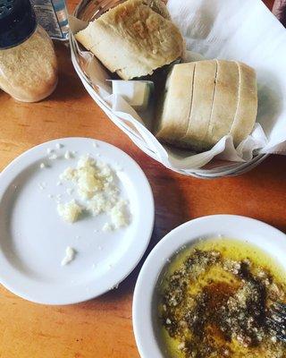 Bread service with FRESH garlic, balsamic, olive oil & parm.