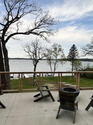 Outside patio with lake view