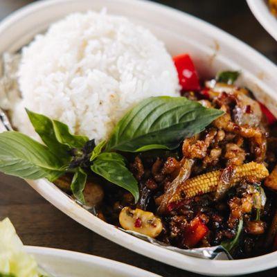 Thai spicy basil stir fry