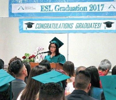 Our English as a Second Language graduation features student speakers.