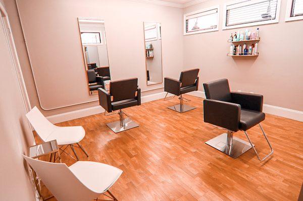 Salon floor where all cutting, color and chemical services are performed.