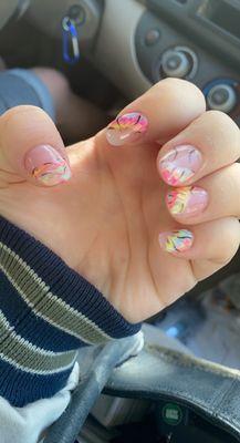 Tie dye acrylic nails